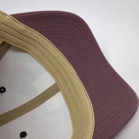 Columbia Fitted Trucker Hat Multicolor M Mesh Back Leather Patched 6 Panel - Picture 8 of 9